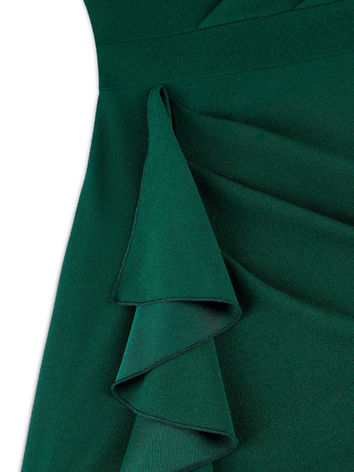 Rochie Aria Verde - rochie midi eleganta cu decolteu rotund