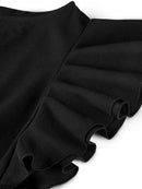 Rochie Aria Negru - rochie midi eleganta cu decolteu rotund