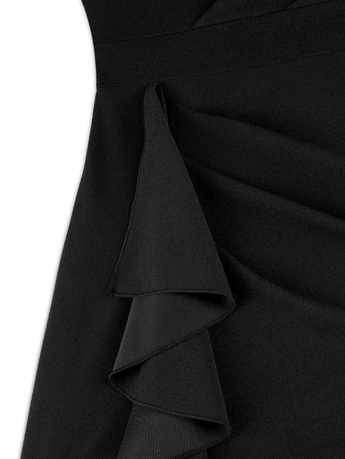 Rochie Aria Negru - rochie midi eleganta cu decolteu rotund