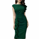 Rochie Aria Verde - rochie midi eleganta cu decolteu rotund